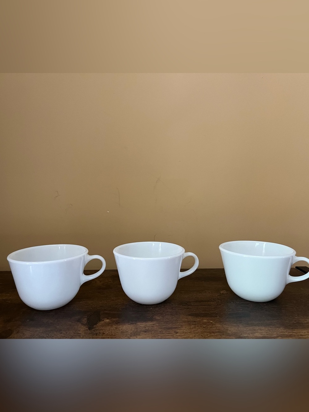 Vintage Pyrex White Milk Glass Opal Tea Cup - Set of 3